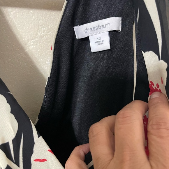 💙DRESS BARN, FLORAL BLACK/ RED SLEEVELESS, PLEADED DRESS - Picture 6 of 11